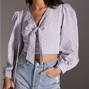Maeve Cropped Gingham Blouse
